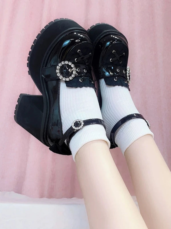 Punk Round Toe Strap Platform Shoes