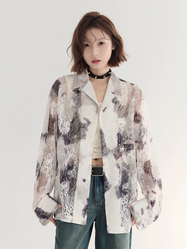 Dark tie-dye sheer shirt