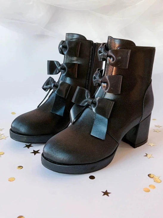 Sweet Ribon Round toe Short Boots