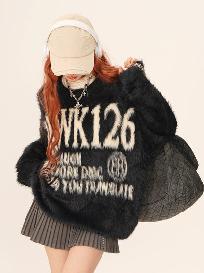 Big Logo Crew Neck Pullover Fur Knit