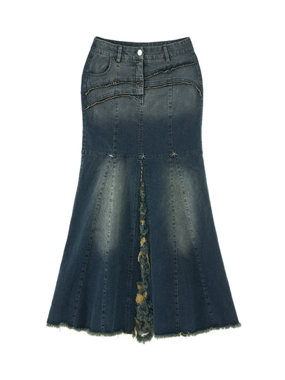 Retro Denim Mermaid Skirt