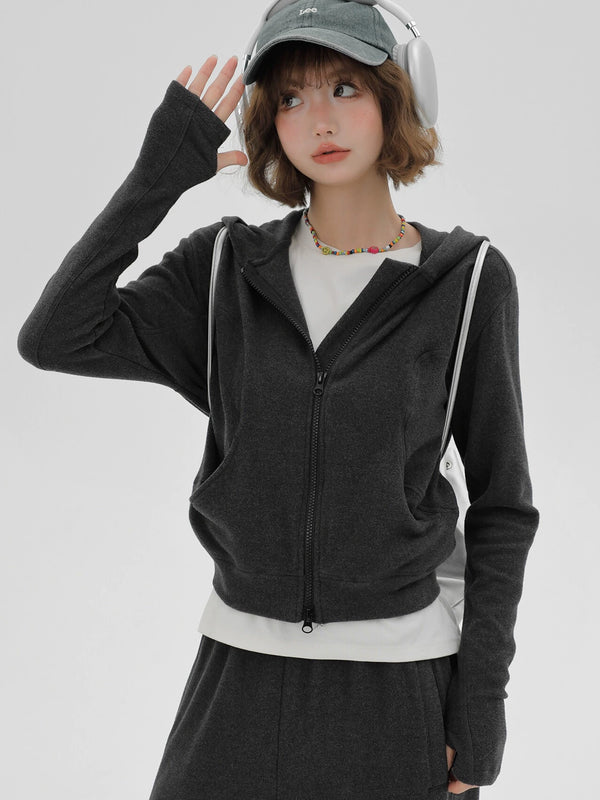 Korean Sport Casual Lazy Style Sweatshirt Hoodie Jacket + Pants