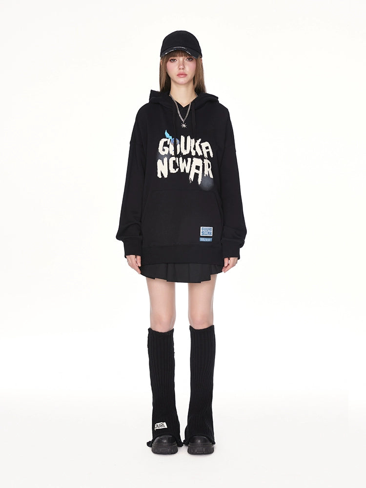 Logo Overloose Dark Hooded Hoodie – Belchic Logo Overloose Dark Hooded Hoodie – Belchic