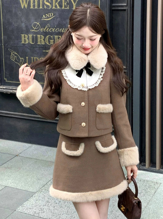 Walnut Far Doll Jacket + Furdable Pocket Skirt