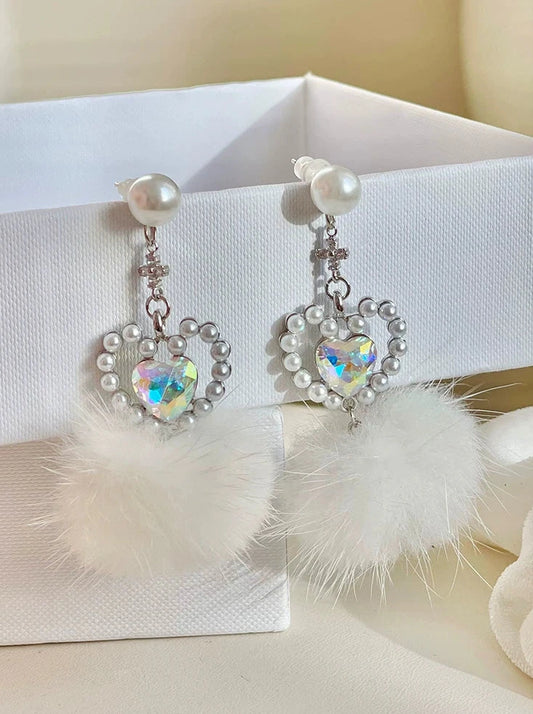 Mito Original Color Magic Fantasy Heart Gemstone Gentle Pearl Soft Glutinous Ball 925 Silver Earrings Earrings Clip