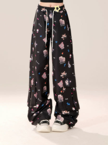 Cat Hook Black Niche Design Casual Pants