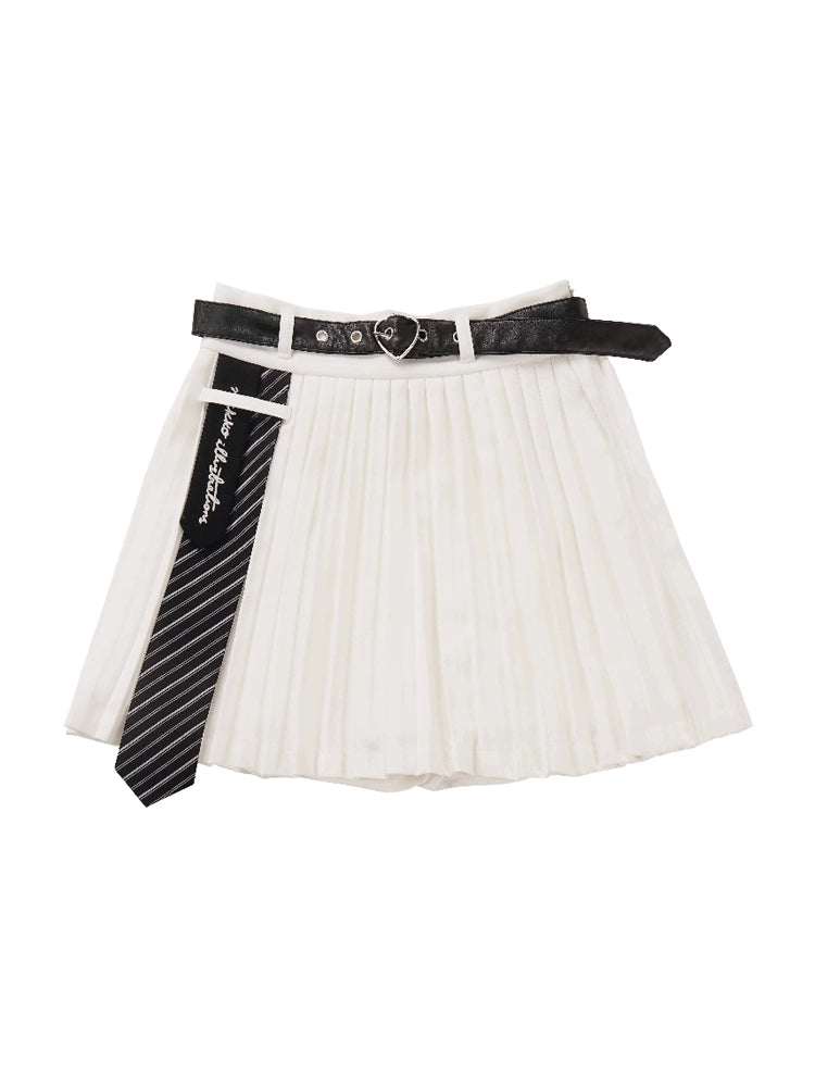 Pleated Design Nectai Tieen Broy Dry Belt Skirt Curotto