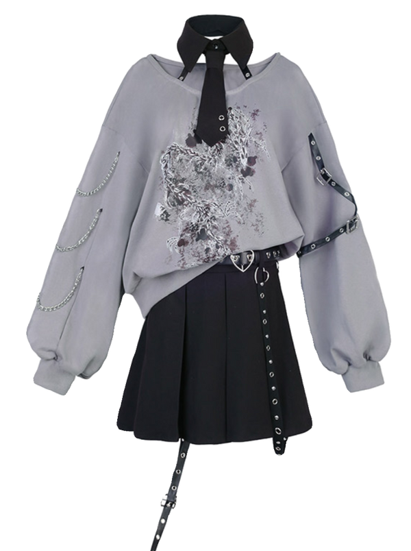 スリープレスドラゴントップス＋プリーツスカート