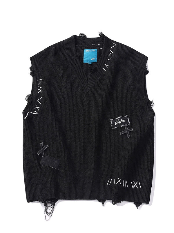 Loose Mode Dark V-Neck Vest