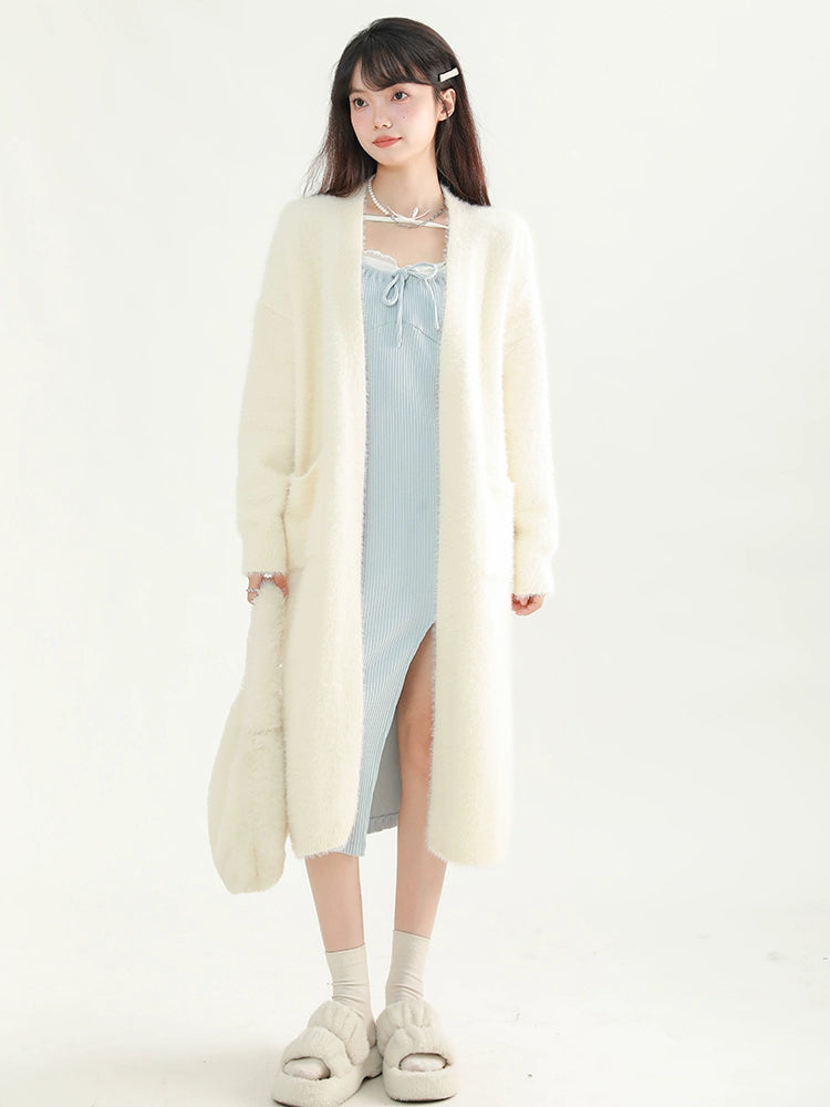 Fur Knit Long Cardigan