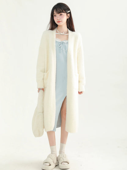 Fur Knit Long Cardigan