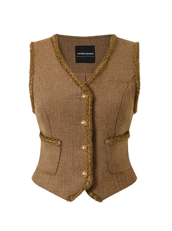 スリーカラースモールフレグランスデザインステッチベスト