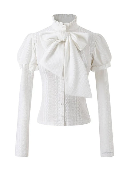 Pure white blouse with big bows