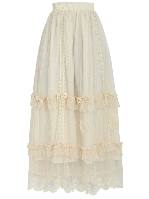 アプリコットフォレストフレンチレースシャツ＋ティアードスカート【予約商品】