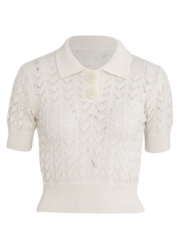 フレンチホワイトポロトップス