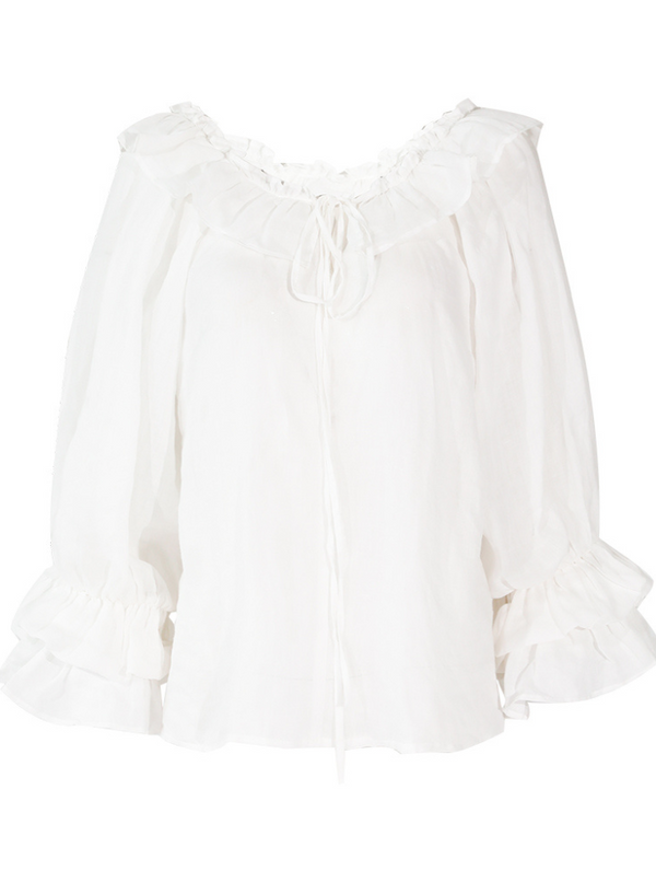 ブルーギンガムサススカート×ピュアホワイトブラウス