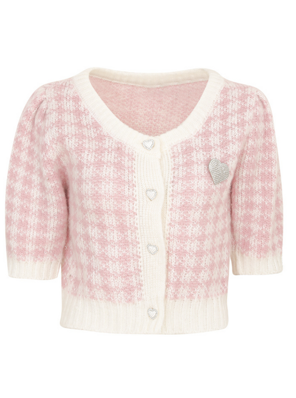 スイートチェックニットカーディガン