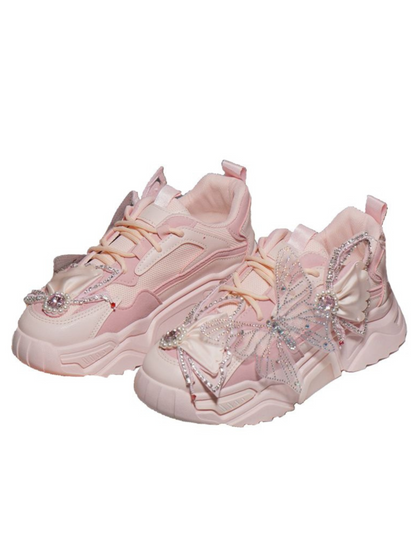 Butterfly Jewel Pearl Design Sneakers