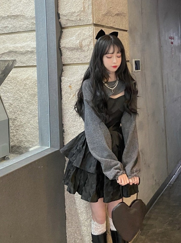 バックルショルダーショートジャケット＋ジャカードリボンサスドレス