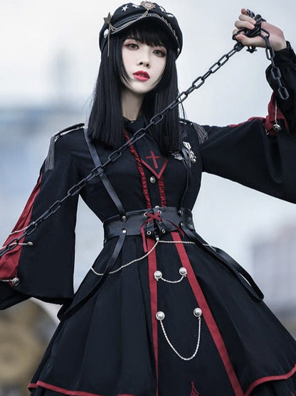 Cross Gothic Dress with Corset Belt
