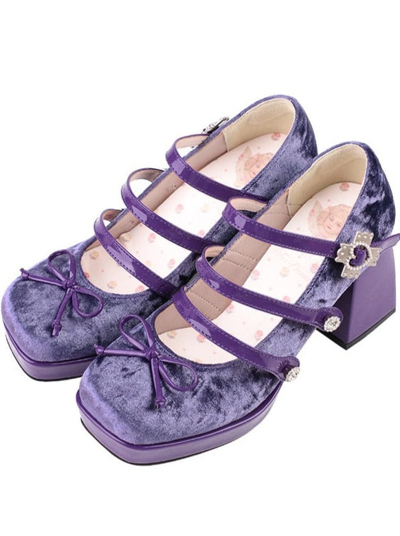 Little Ribbon Velvet Platform High Heel