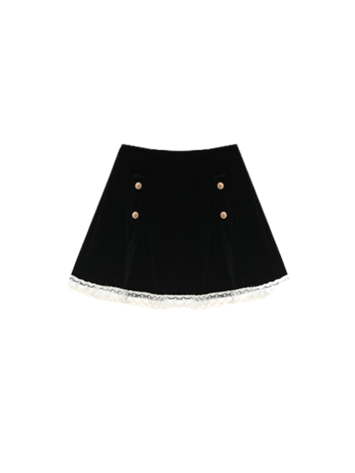 French gold button best + lace skirt