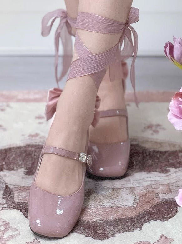 Elegant Square Tumideum Heel Shoes