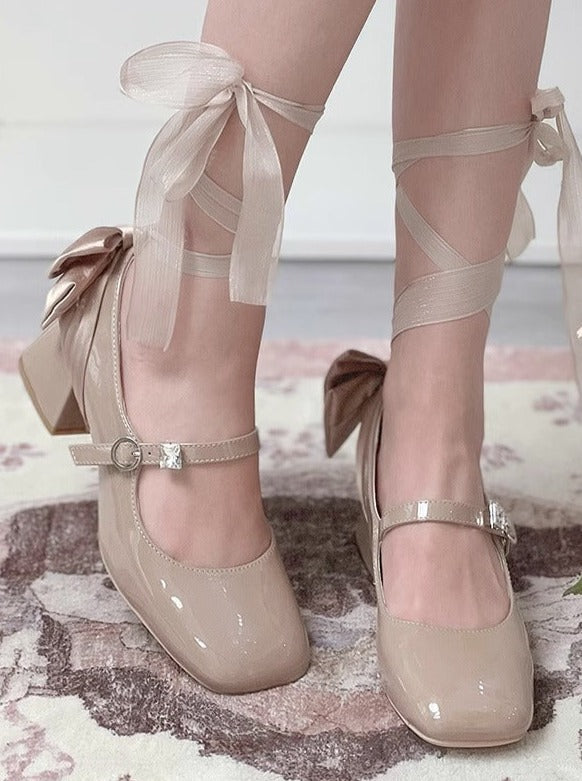 Elegant Square Tumideum Heel Shoes