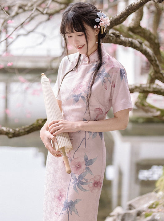[Pre-order] Flower Print Chinese Dress