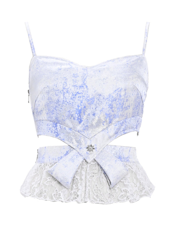 Y2Kピュアディザイアレースセクシーウエストレスサスペンダートップス