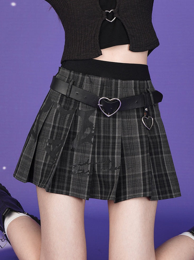 Dark Green Sweet Cool Check Skirt