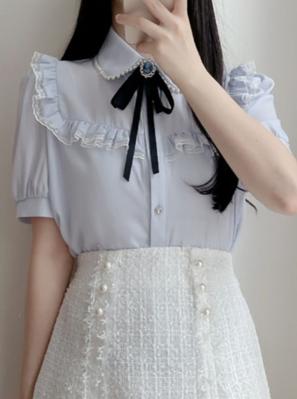 フリルショートサマーブラウス