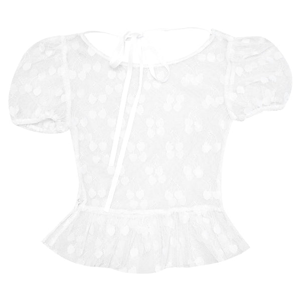 Jaker Dace Mesh Sea Sea Sea Puff Sleeve Tops