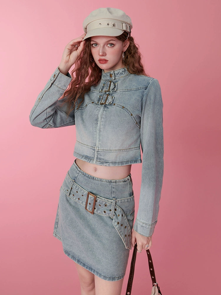 Retro denim jacket + skirt