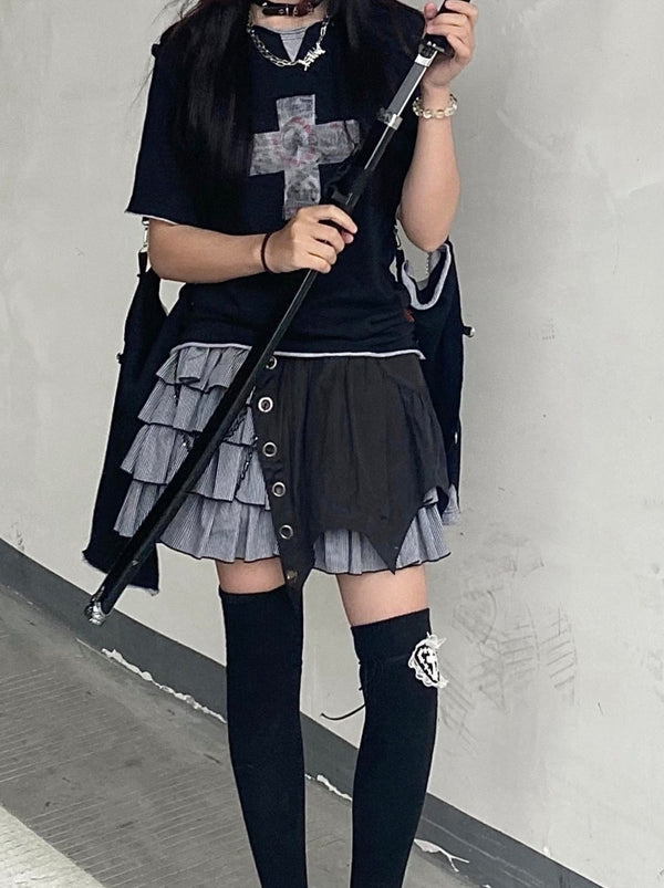 Dark Cross Detachable Sleeve T-Shirt