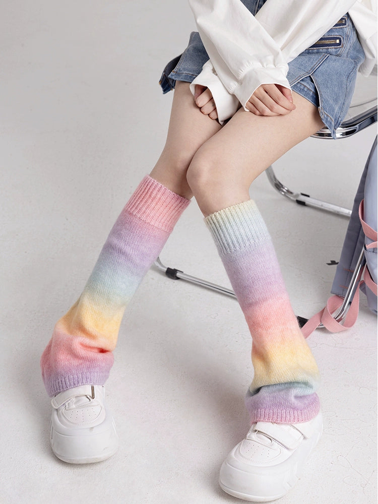 Rainbow Knit Leg Warmers