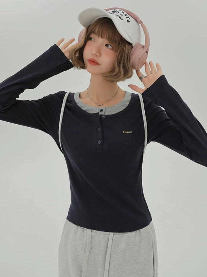 Block half open collar design top