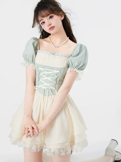 Pastel lace up princess dress