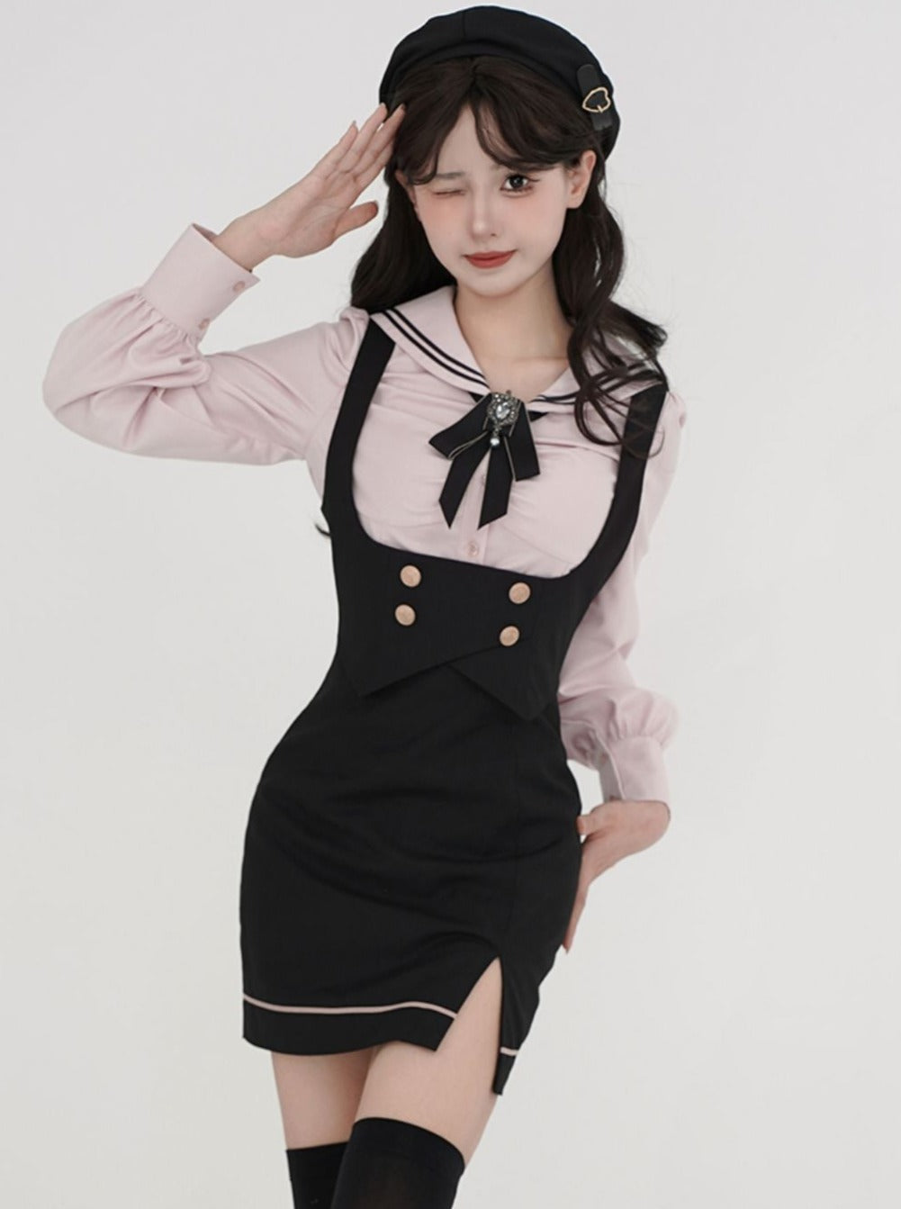 Black jacket clearance pink shirt