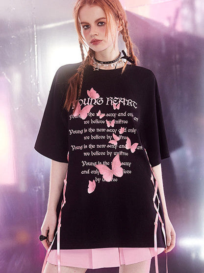 BLACKPINK LACEUP BUTTERFLY LOOSE T-SHIRT 