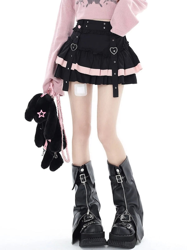 クレイジーガールハートベルトフレアスカート
