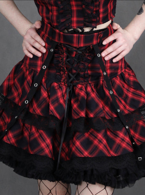Black Red Cami Top + Eyelet Tiered Skirt