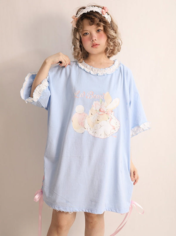 Colorful frillbic T -shirt