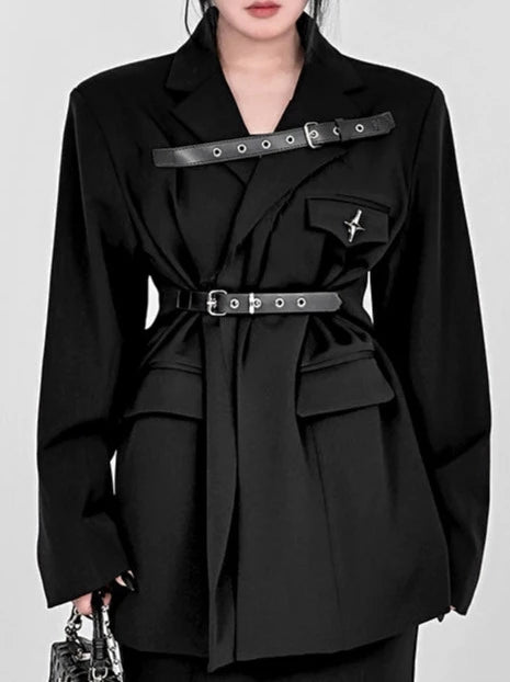 Dark Style Punk Belt Buckle Suit Jacket