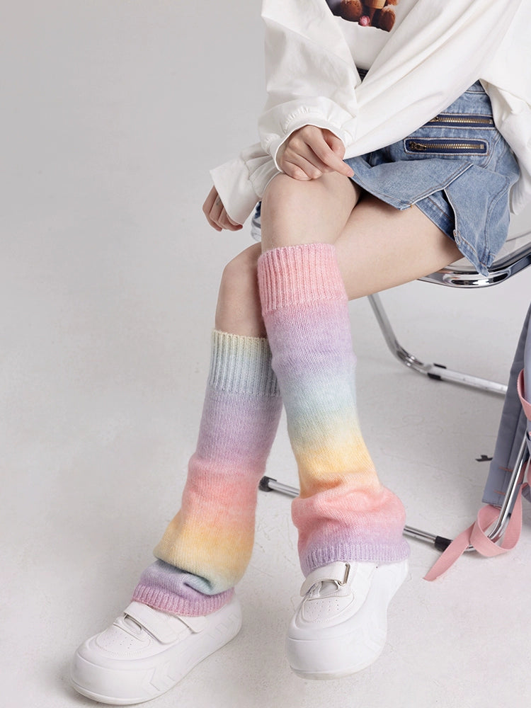 Rainbow Knit Leg Warmers