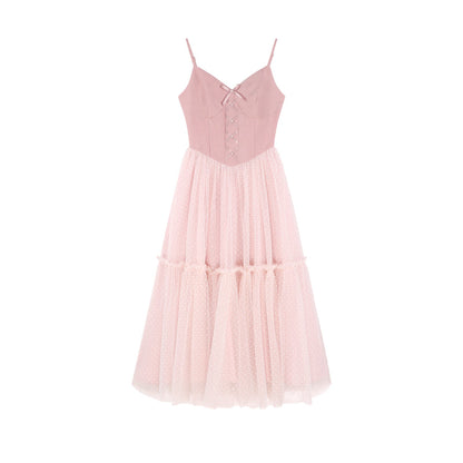 Princess mesh long skirt tea break dress