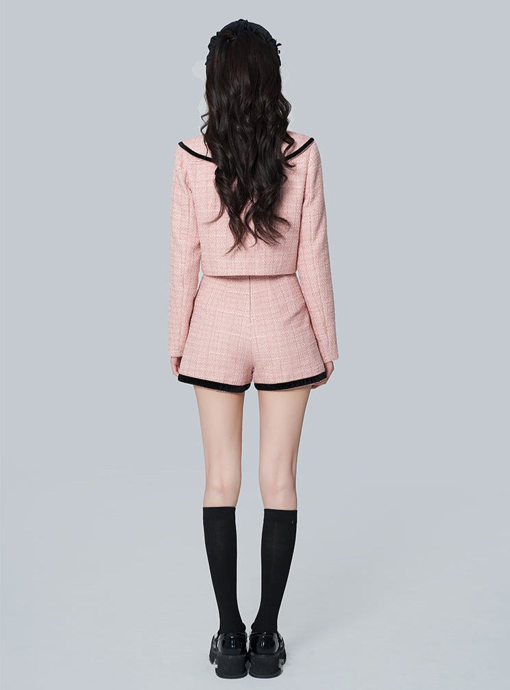 Ribbon tweed jacket + shorts