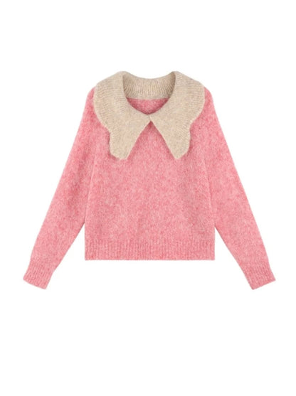 Mink Retro Collar Bi-French Knit