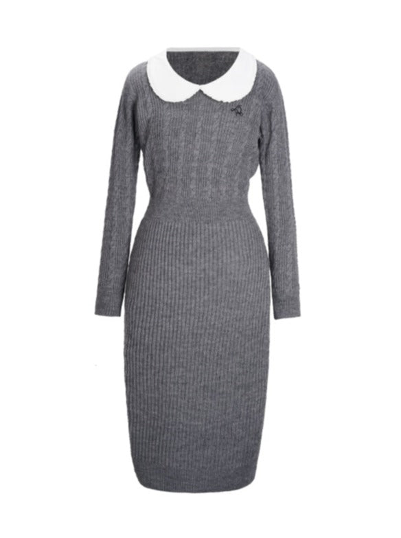 Doll Lace Collar Knit Dress