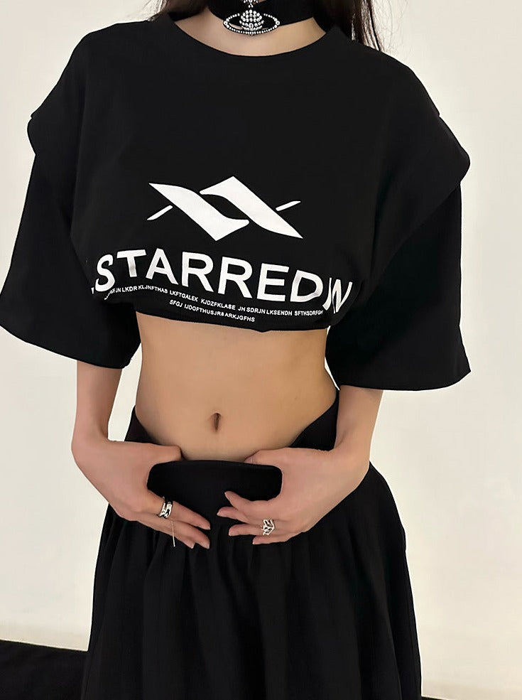 スタイリッシュセンターロゴルーズオーバーTシャツ